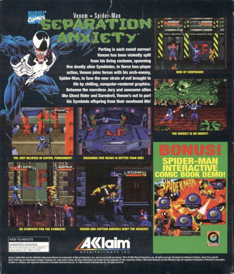 Venom Spider Man Separation Anxiety Box Shot For Super Nintendo