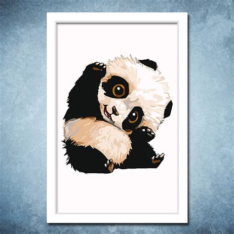 Cute Panda Cartoon Poster On Canvas Acrylic Painting Abstract Wall Art