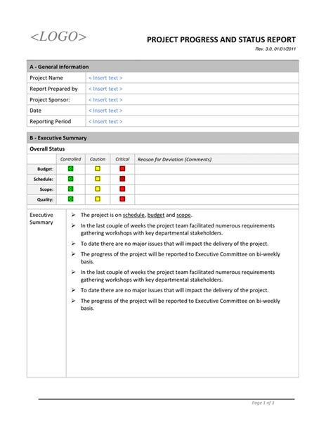 Project Status Report Template Download Free Documents For Pdf Word
