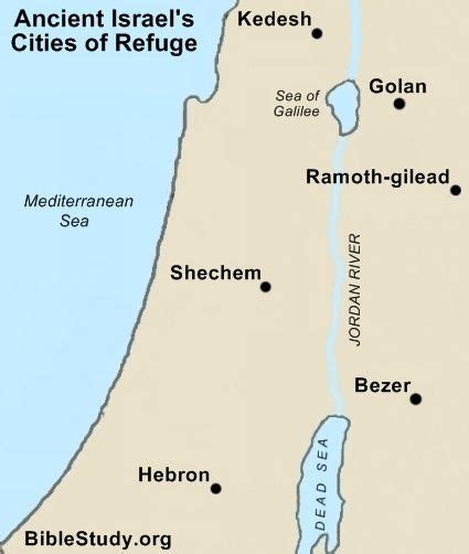 Ancient Israels Cities Of Refuge Map Bible Mapping Baby Booties