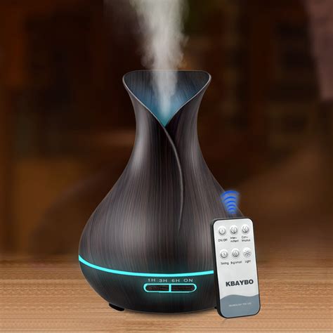 Remote Control Aroma Essential Oil Diffuser Ultrasonic Air Humidifier With Wood Grain 7 Color
