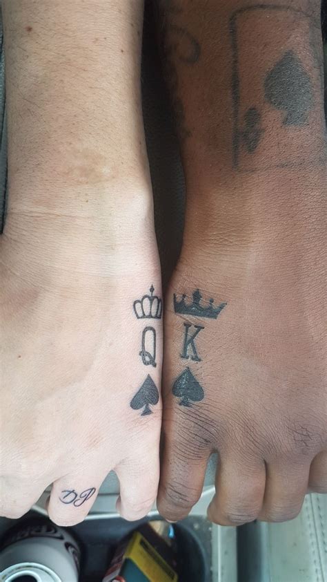 king queen spade tattoo on our hands my husband and i ♡ queen of spades tattoo queen tattoo