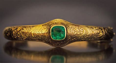 We have a weekly online coin auction every monday night at 7:00 pm eastern time. Antique Victorian Emerald Engraved Gold Bangle Bracelet - Antique Jewelry | Vintage Rings ...