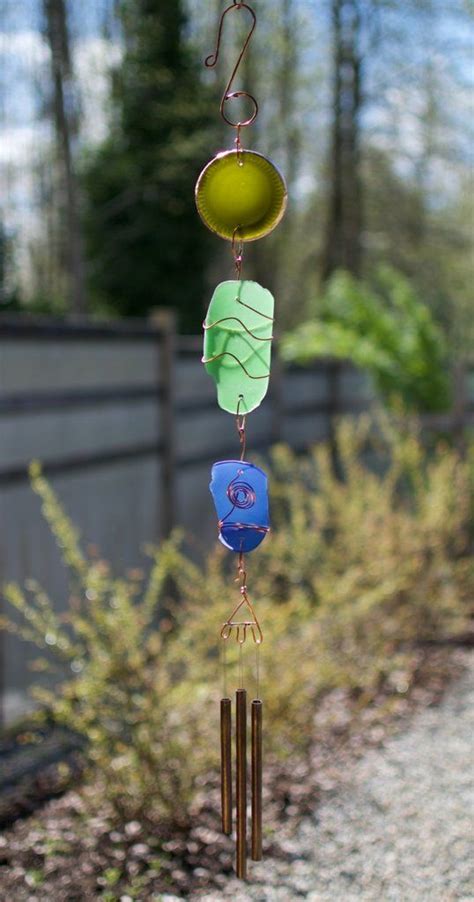 Wind Chime Sea Glass Copper Outdoor Windchime Suncatcher Wind Chimes Chimes Handcrafted Glass