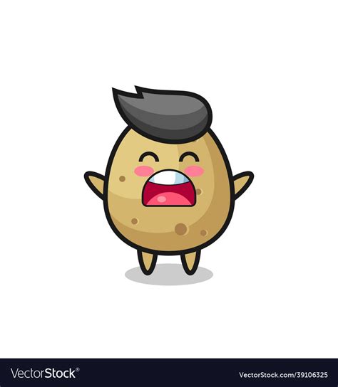 Cute Potato Mascot With A Yawn Expression Vector Image