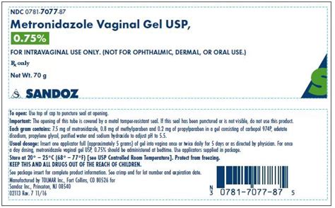 Metronidazole Vaginal Gel Fda Prescribing Information Side Effects