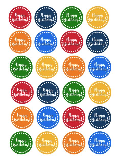 Quick and easy diy printable birthday cupcake toppers and stickers with fun designs. Happy Birthday Cupcake Toppers Free Printable - Paper ...