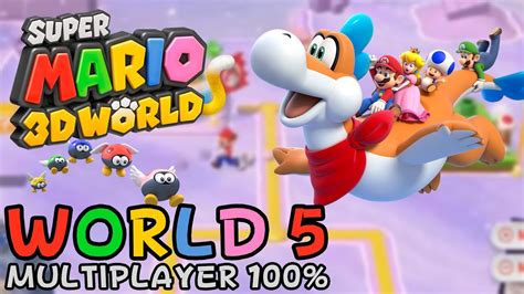 Super Mario 3d World World 5 Multiplayer 100 Walkthrough Youtube