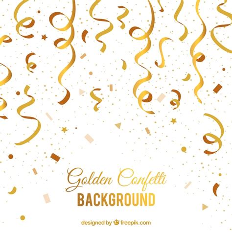 Golden Confetti Background Free Vector