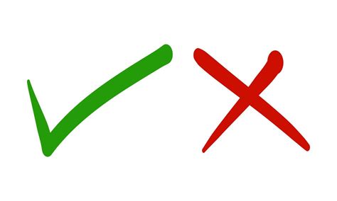 Check Mark And Cross Mark Icon Set Tick Symbol In Green And Red Color