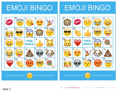 Free Printable Emoji Bingo Cards Printable Word Searches