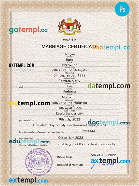 malaysia marriage certificate psd template completely editable gotempl templates with