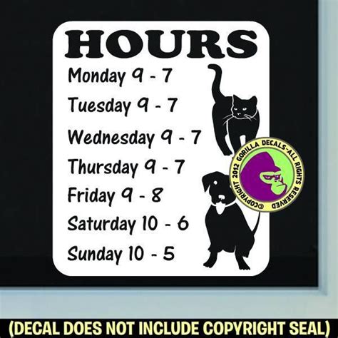 Get reviews, hours, directions, coupons and more for healthy pet at 699 stokes rd, medford, nj 08055. PET STORE HOURS - Custom Text - Vinyl Decal Sticker ...