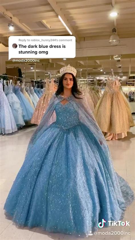 Glittery Blue Winter Wonderland Themed Quince Dress With Cape Video