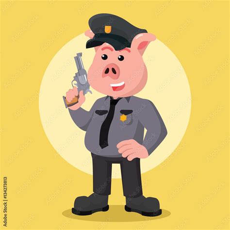 Police Pig Holding A Gun Stock Vector Adobe Stock