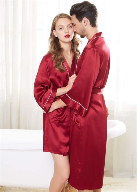 Momme Unique Silk Couple Robes Luxury Sleepwear Silk Robe