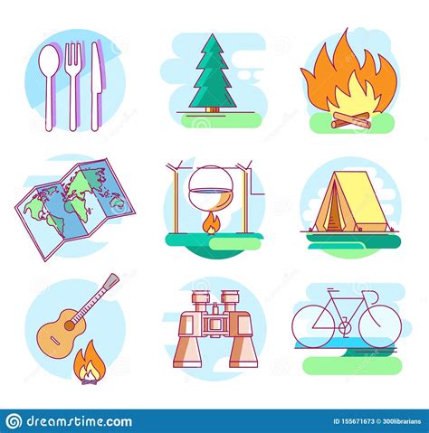 Iconos de acampar ilustración del vector Ilustración de familia