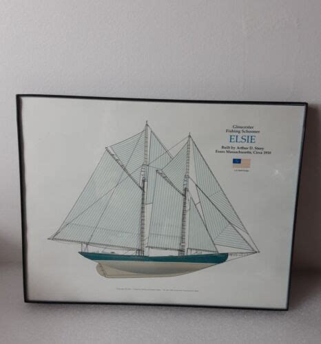Framed Art Print Gloucester Fishing Schooner Elsie Saling Ship Ebay