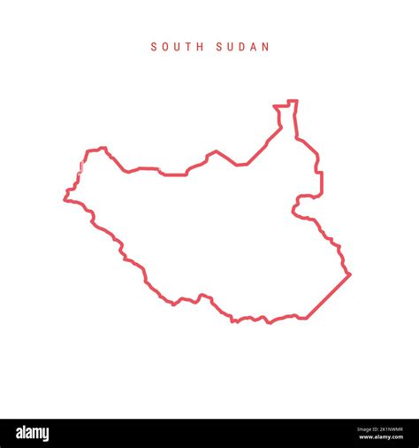 South Sudan Editable Outline Map South Sudanese Red Border Country Name Adjust Line Weight