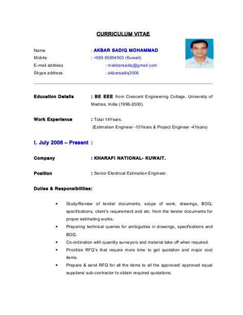 Resume Format Kuwait Resume Format