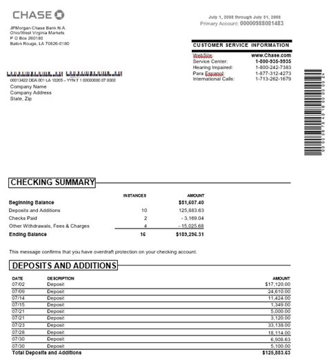 Chase Bank Statement Template Free