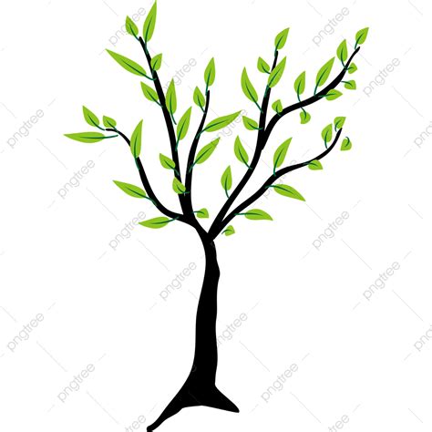Hand Drawn Cartoon Vector Deduction Free Material Budding Tree Simple