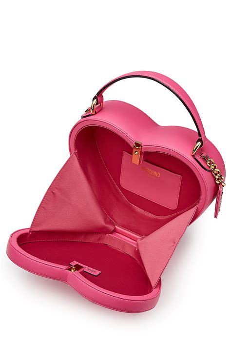 Moschino Crystal Heart Leather Shoulder Bag Pink In Pink Lyst
