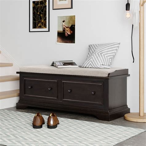 Yofe Storage Bench Entryway Bench With Removable Cushion And 2 Drawers