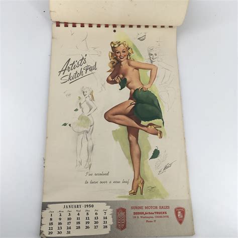 vintage 1950 full year pin up girl calendar plus cover by etsy