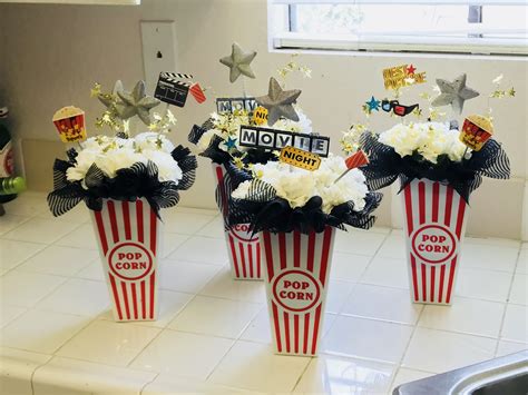 Popcorn Hollywood Theme Centerpiece Hollywood Theme Party