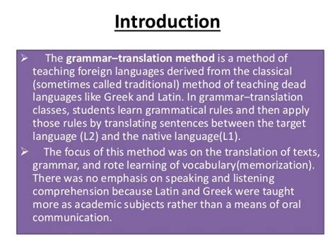 Grammar Translation Method Gtm