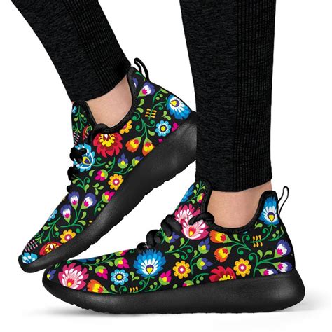 Floral Day Mesh Knit Sneakers Your Amazing Design