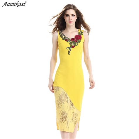 Aamikast Women Summer Vintage Embroidery Floral Lace Dress Asymmetric