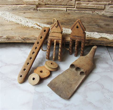 Antique Wooden Tools Primitive 1800s Farm Tools Hand Loom Tools Swap