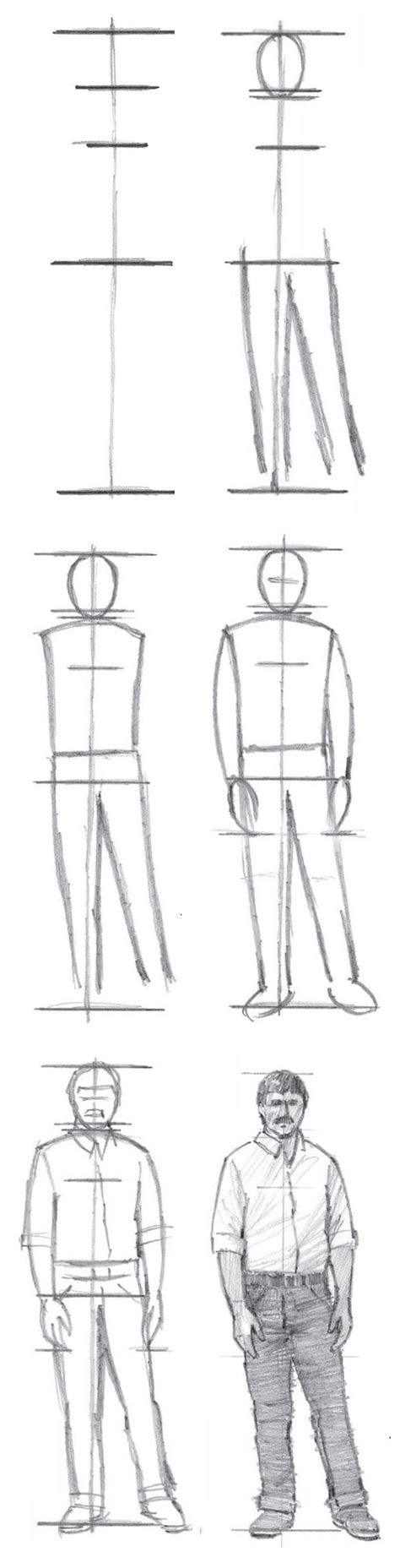 Step By Step Drawing A Man Standing Step By Step Drawing Body