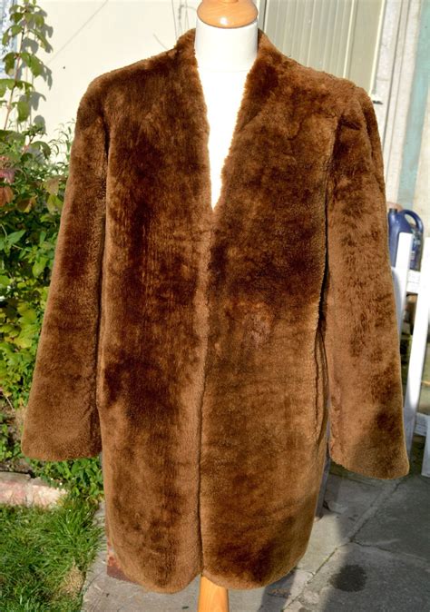 30 Off Sale Vintage 1940s Mid Brown Beaver Lamb Fur Swing Coat B38