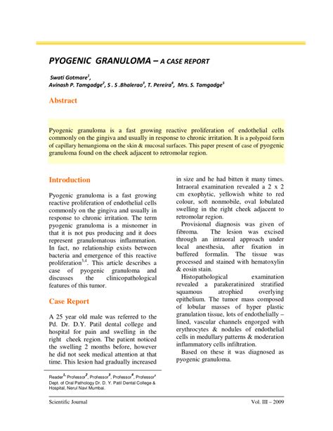 Pdf Pyogenic Granuloma A Case Report