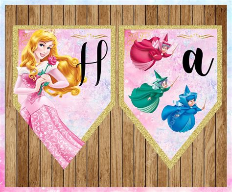Princess Aurora Banner Printable Disney Princess Triangle Etsy