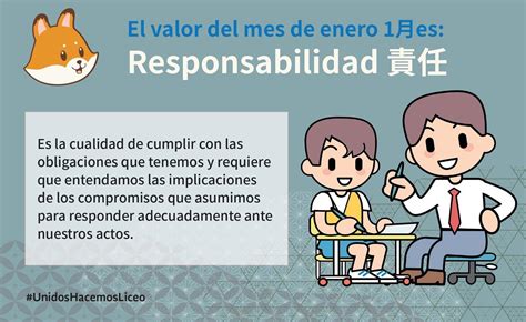 El Valor Del Mes De Enero Es Responsabilidad 責任 Liceo Mexicano Japonés