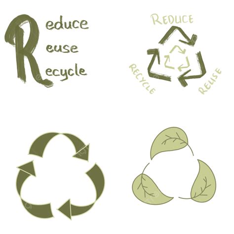 Reduce Reuse Recycle White Transparent Set Of Reduce Reuse Recycle
