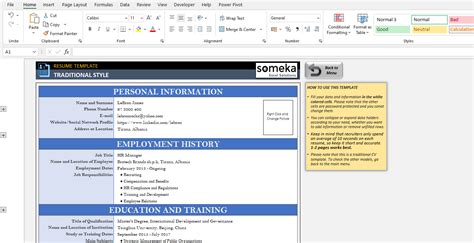 Resume Excel Template Free Cv Formats In Excel