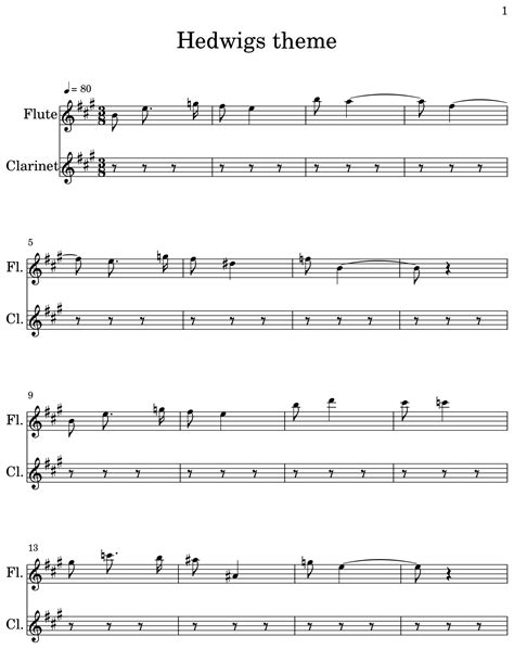 Hedwigs Theme Sheet Music For Flute Clarinet