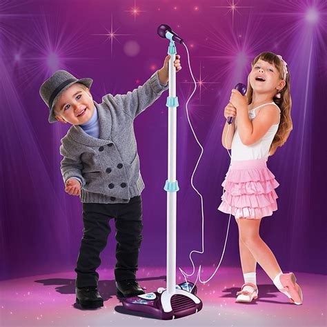 Kids Karaoke Machine With 2 Microphones And Adjustable Stand Music Sing