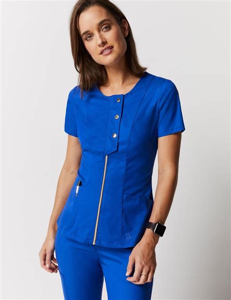 Snap Front Top In Royal Blue Medical Scrubs By Jaanuu Scrubs Outfit