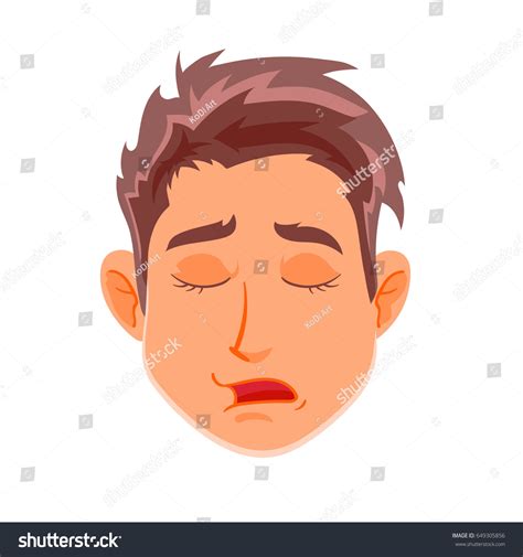 Sleeping Face Young Boy Cartoon Vector 스톡 벡터로열티 프리 649305856