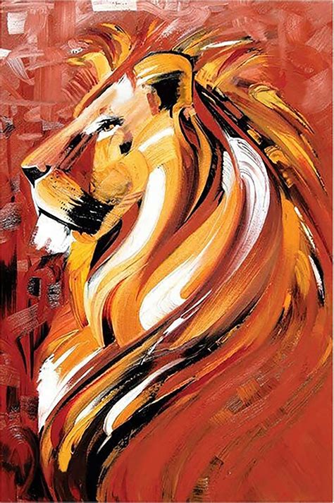 Hand Painted Oil Painting Aisle Porch Decorative Lion Animal Painting