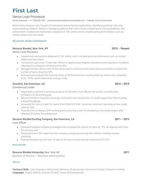 Mortgage Loan Officer Resume Example Myperfectresume