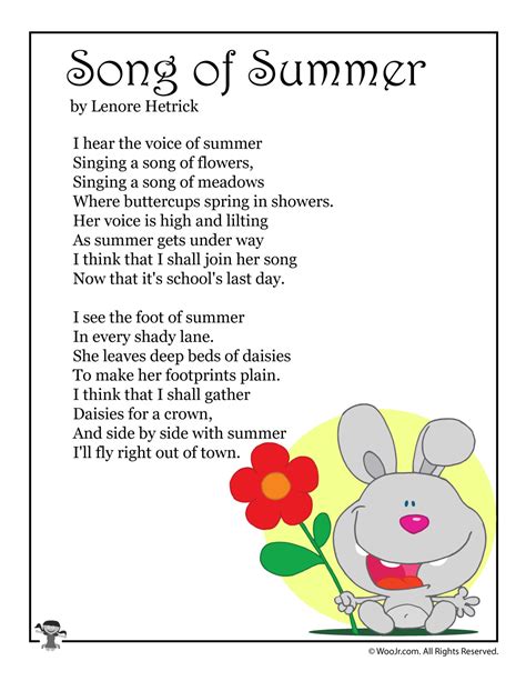 Song Of Summer Poem For Kids Woo Jr Kids Activities