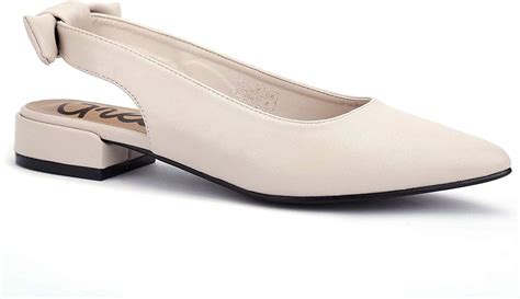 Greatonu Womens Shoes Closed Pointed Toe Flats Slingback Dress Pumps Beige Size 8 Amazonca