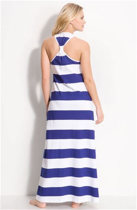 Tommy Bahama Big Stripe Long Tank Dress Cover Up In Blue Galaxy Blue
